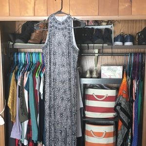 Beaded silver maxi dress